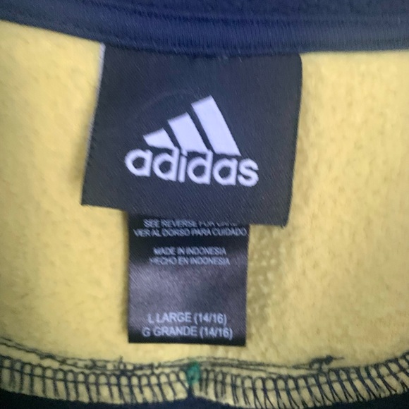 Adidas Michigan Wolverines Navy Yellow 1/4 Zip Fleece Jacket Youth Large - Picture 5 of 6